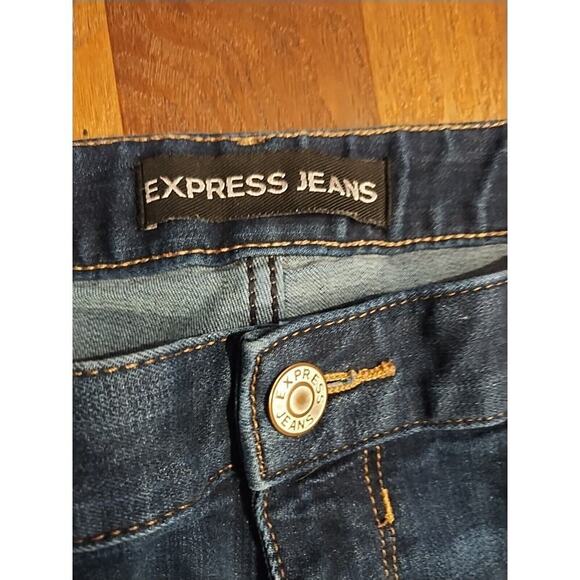 Express Jeans Boot Jeans Bootcut Low Rise Blue Denim Size 8 Dark Wash 34 x 32.5 - Picture 3 of 6